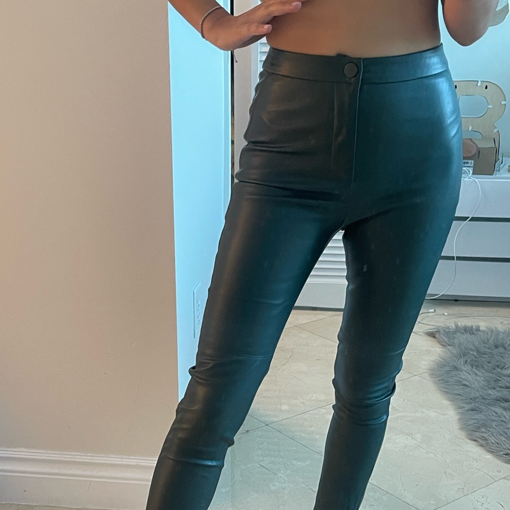 New Zara Leather Legging in khaki